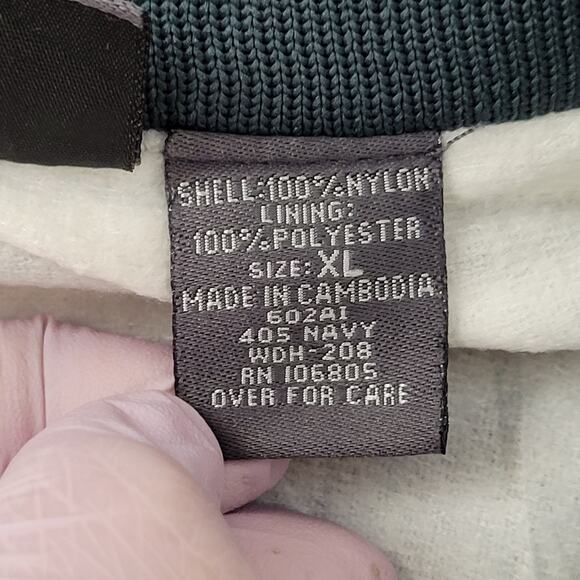 Vintage Y2K US-Navy Satin Bomber Jacket XL 26x27 Boxy NAVY Chief - Picture 7 of 16